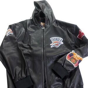 Hamilton Black Hooded Bomber Jacket with Thunder Patches